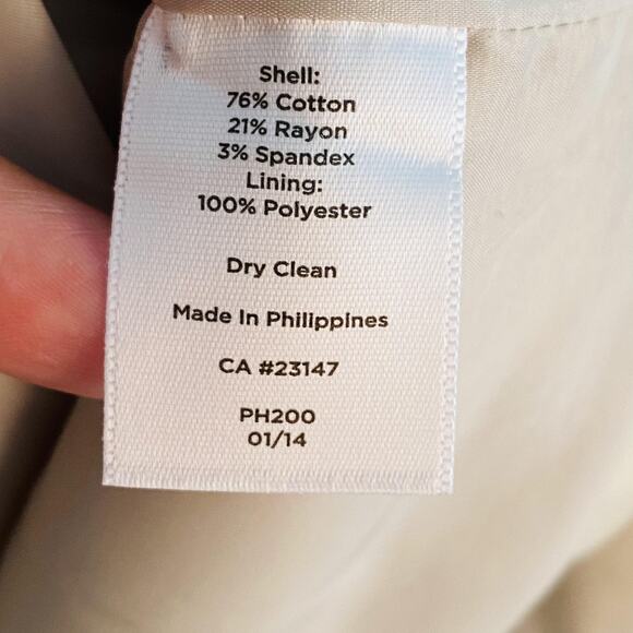 Talbots Blazer Womens 16 Beige Stretch Cotton Lined 3 Button academia career - Picture 3 of 4